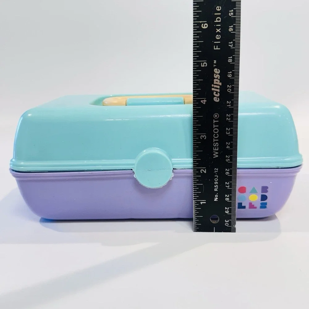 Vintage Caboodles Makeup‎ Case Flip Out Trays w Mirror 90s Purple Teal
